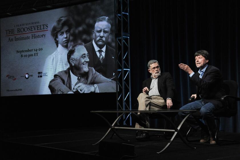 Geoffrey C. Ward, left, and Ken Burns discuss "The Roosevelts: An Intimate History" at PBS' TCA media day.