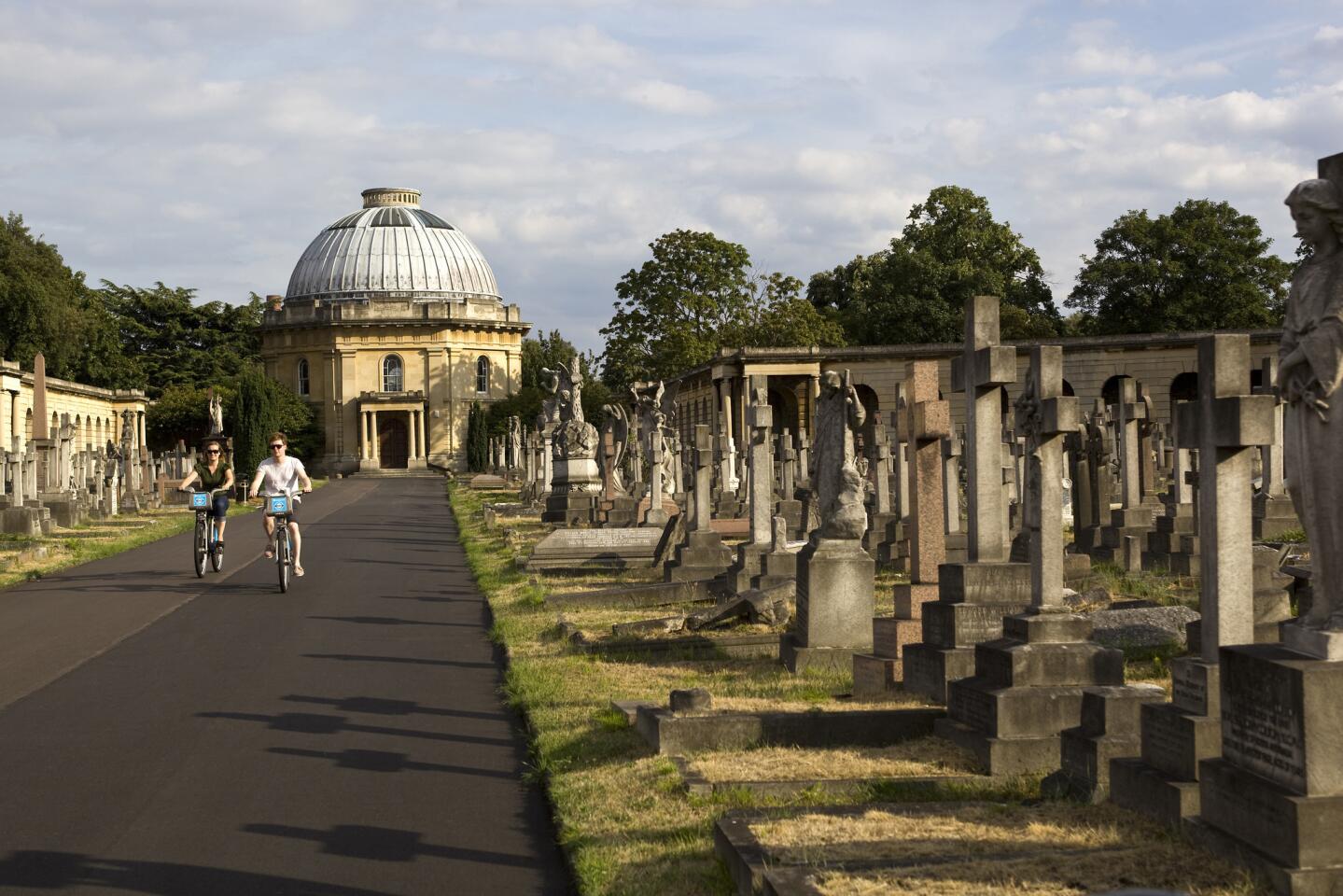 Brompton Cemetery, the most central of London's "Magnificent Seven" graveyards. Because of its rich history, London is one of the best cities for touring cemeteries. It's a through-the-looking-glass way of understanding a place and how it grew.