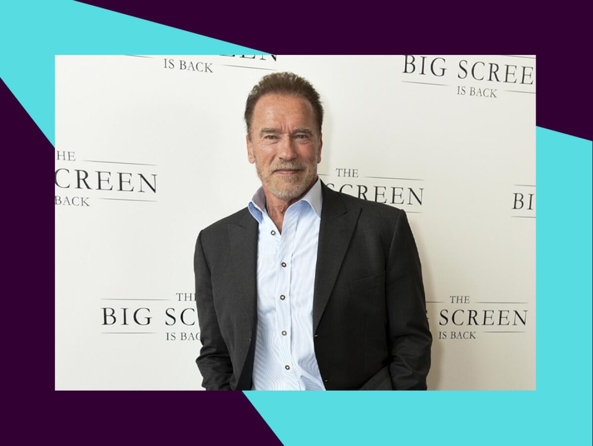 Arnold Schwarzenegger arrives at The Big Screen is Back media event.