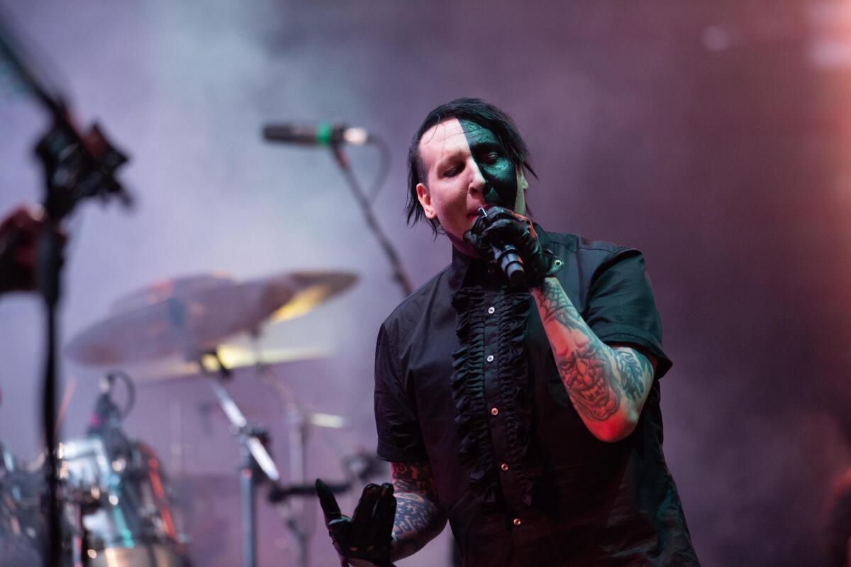 US musician Marilyn Manson performs on Park stage at the 'Rock im Park' festival in Nuremberg, Germany, 02 June 2018. (Alemania) EFE/EPA/TIMM SCHAMBERGER