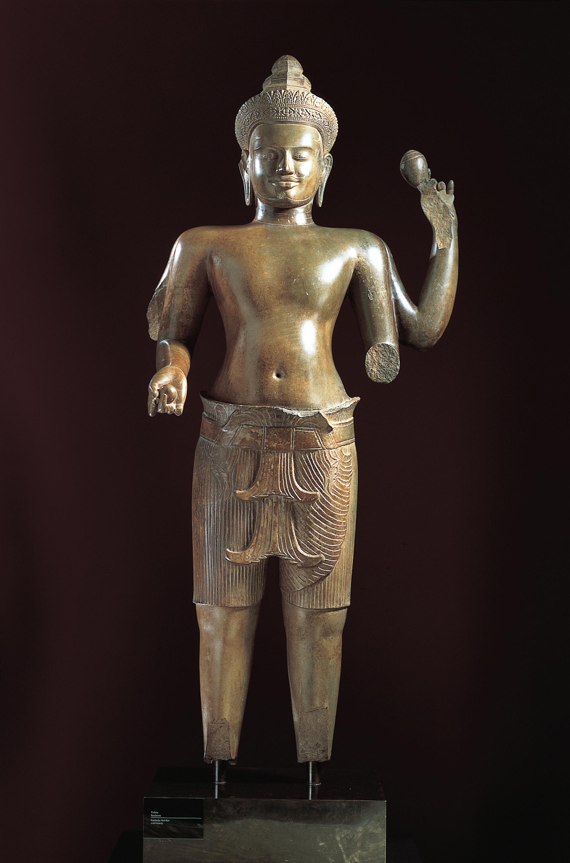 A sandstone statue of Vishnu, circa 950, at the Norton Simon Museum.