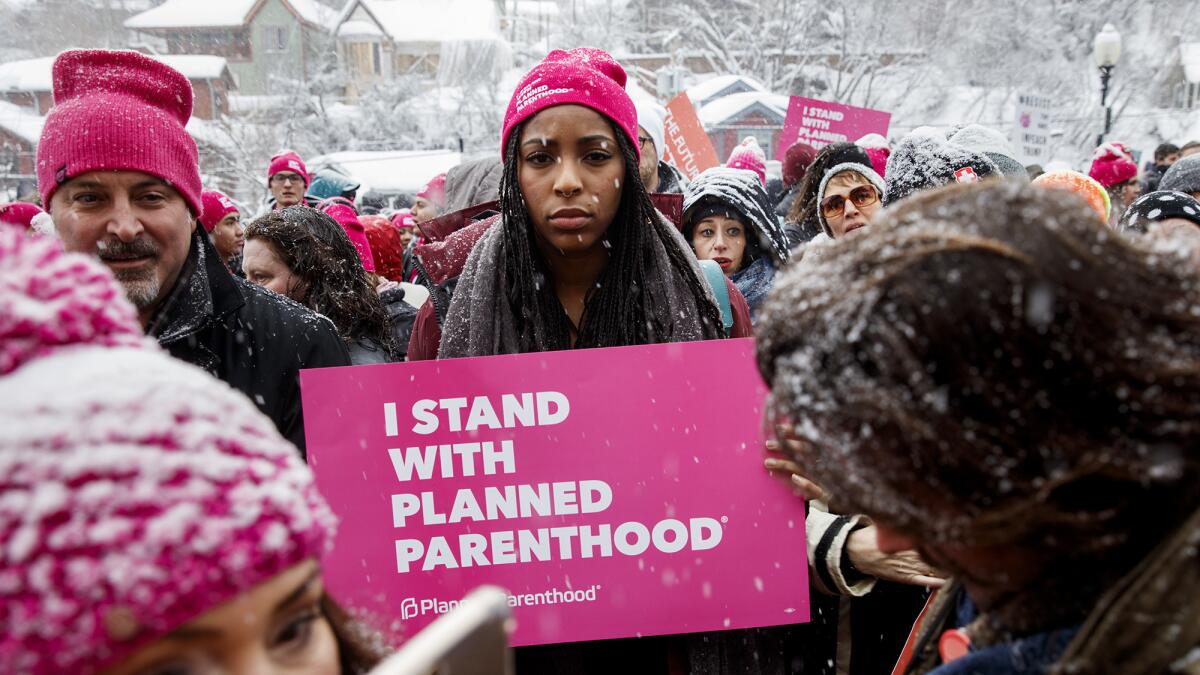 Actress Jessica Williams, at the start of the women's march in Park City, Utah, on Saturday.