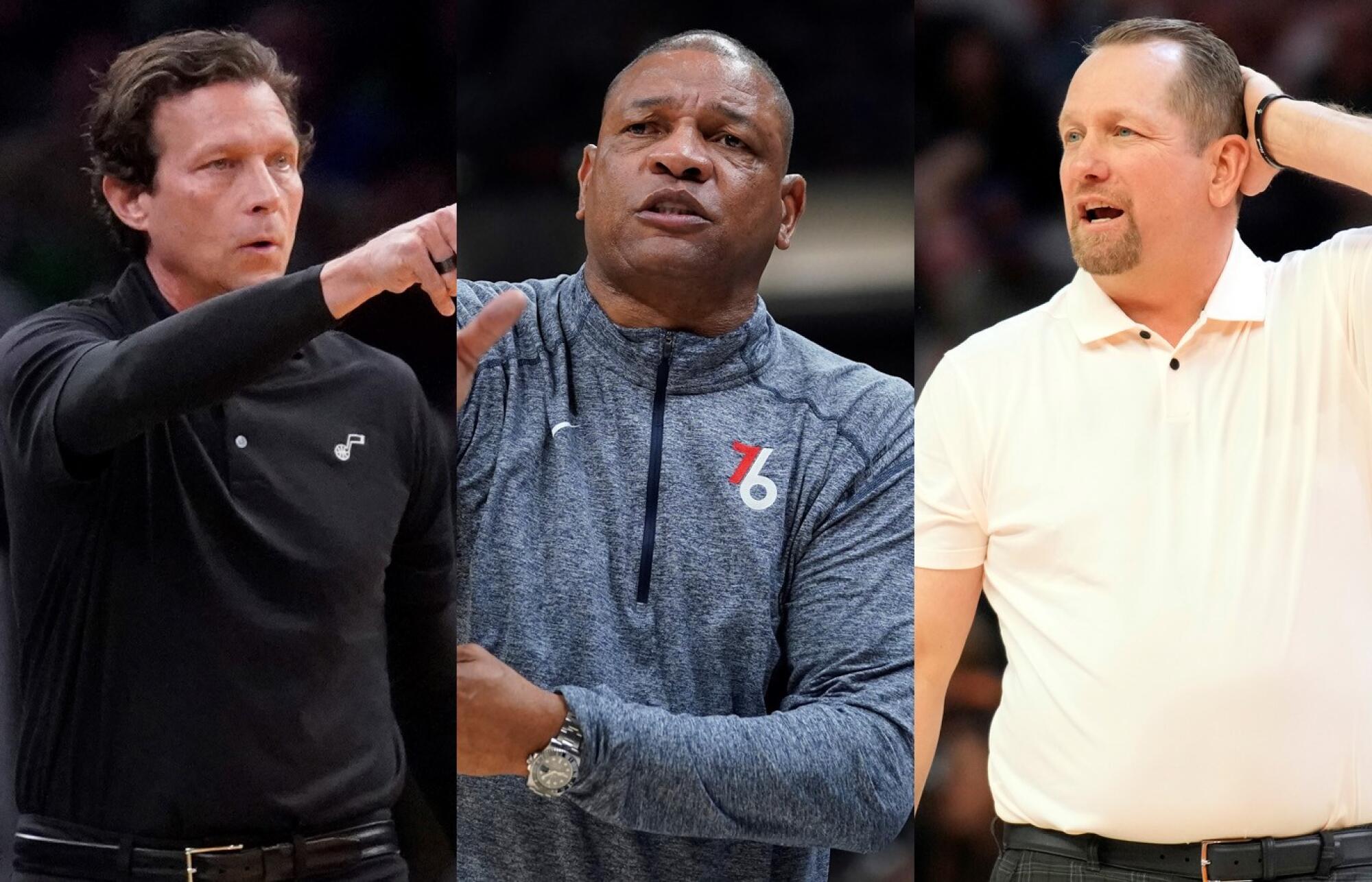 Lakers coaching candidates are likely to include (from left) Quin Snyder, Doc Rivers and Nick Nurse.