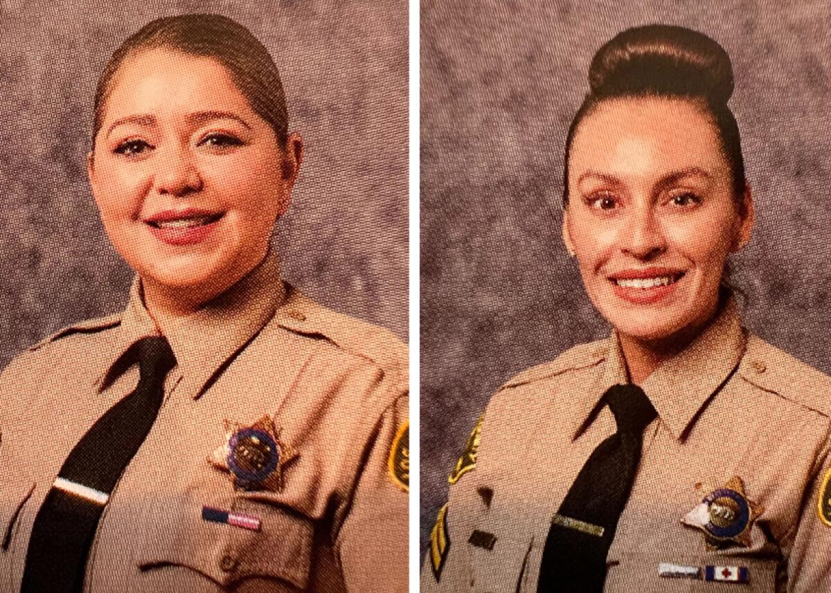 L.A. County sheriff deputies Carrie Robles-Plascencia, left, and Gisel Del Real, right.