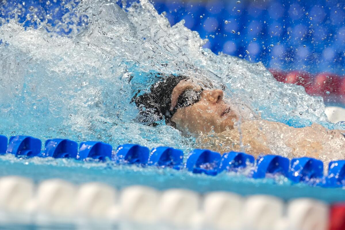 Ryan Murphy swims during the Men's 200 backstroke finals Thursday.