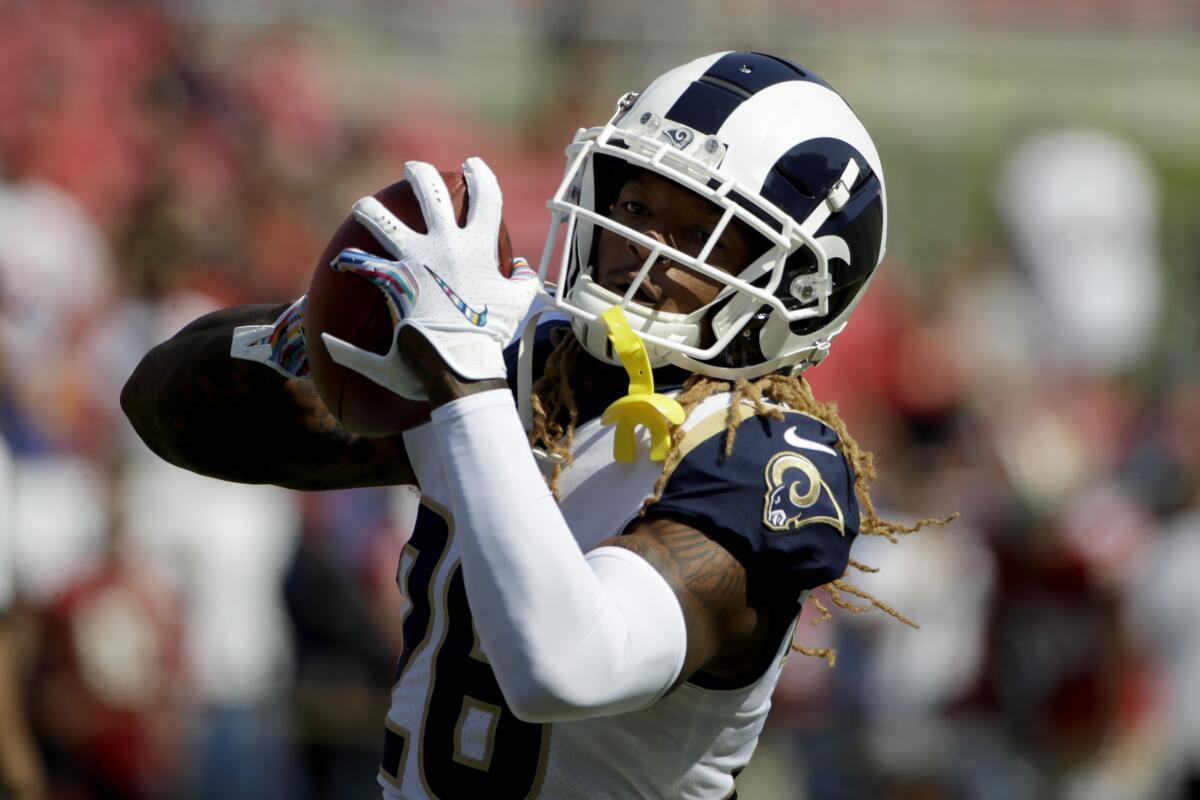 Rams defensive back Marqui Christian warms up before a game against the San Francisco 49ers on Oct. 13.