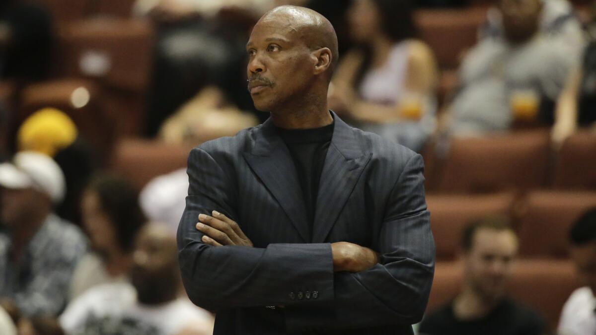 Lakers Coach Byron Scott looks on during an exhibition game against the Utah Jazz on Oct. 16.