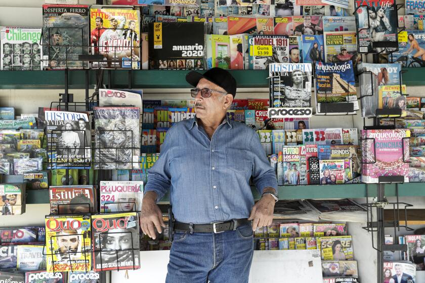 BOYLE HEIGHTS, CA - JANUARY 30, 2020 - Newsstand on Soto and 1st Streets in Boyle Heights has survived for decades in a time when technology is taking over news consumption. But the tech is catching up to them and now they hardly make a profit. Rafael Ramos bought the stand 25 years ago and is likely closing it this year after the man who runs it retires. (Irfan Khan / Los Angeles Times)