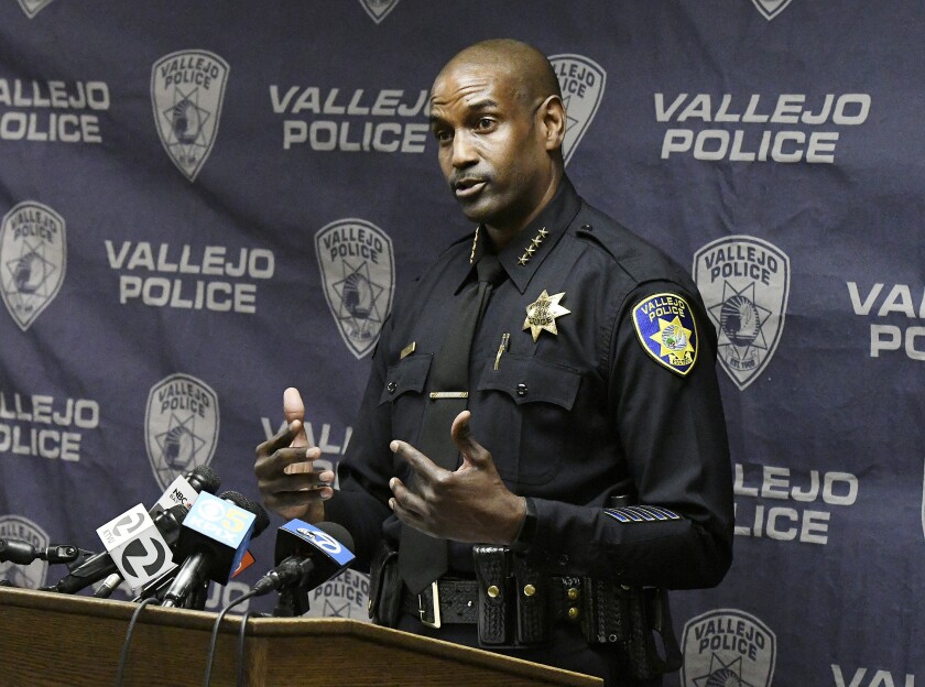 Vallejo Police Chief Shawny Williams speaks during a news conference in July.