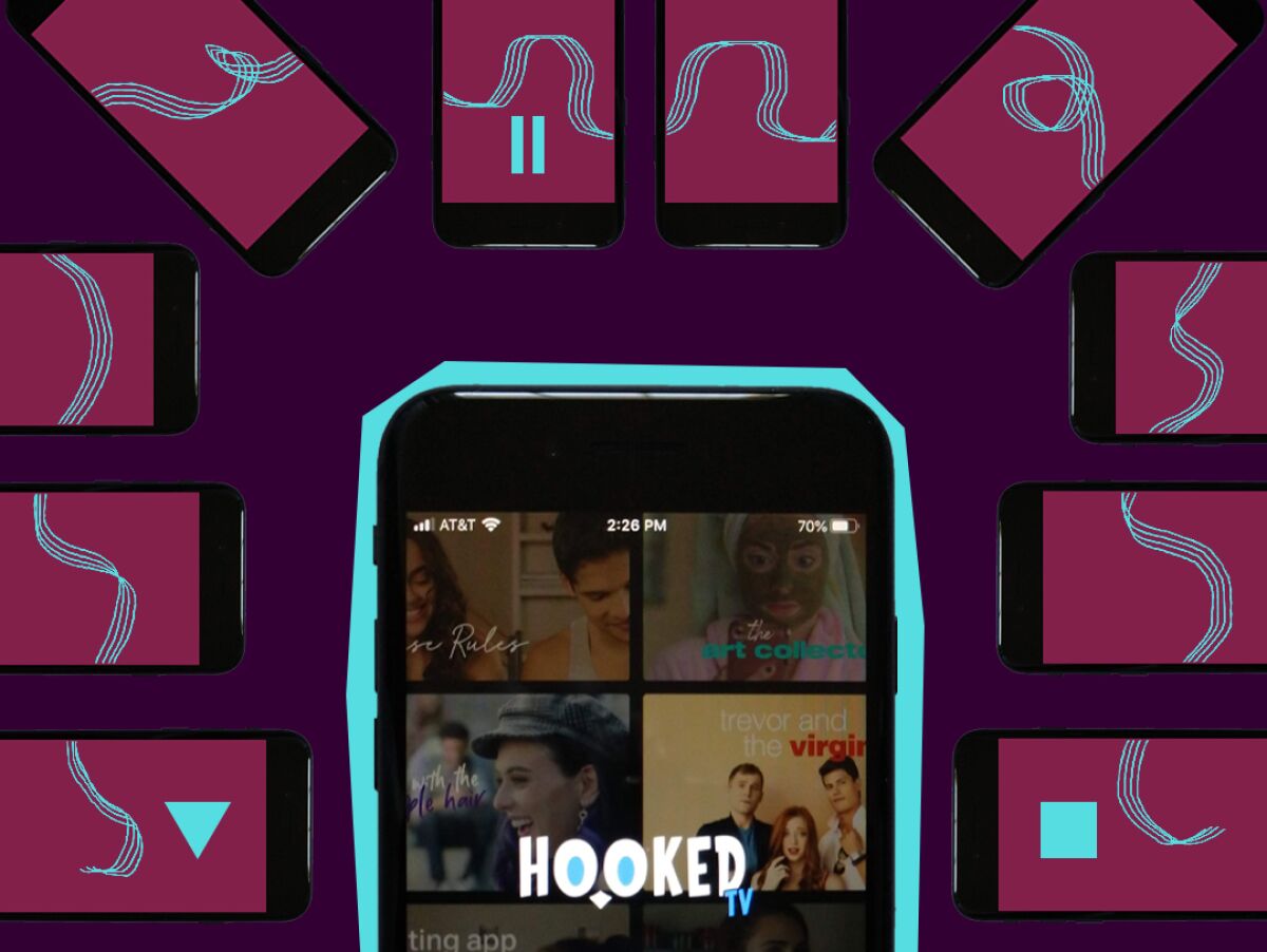 Mobile phone displaying the Hooked TV app.