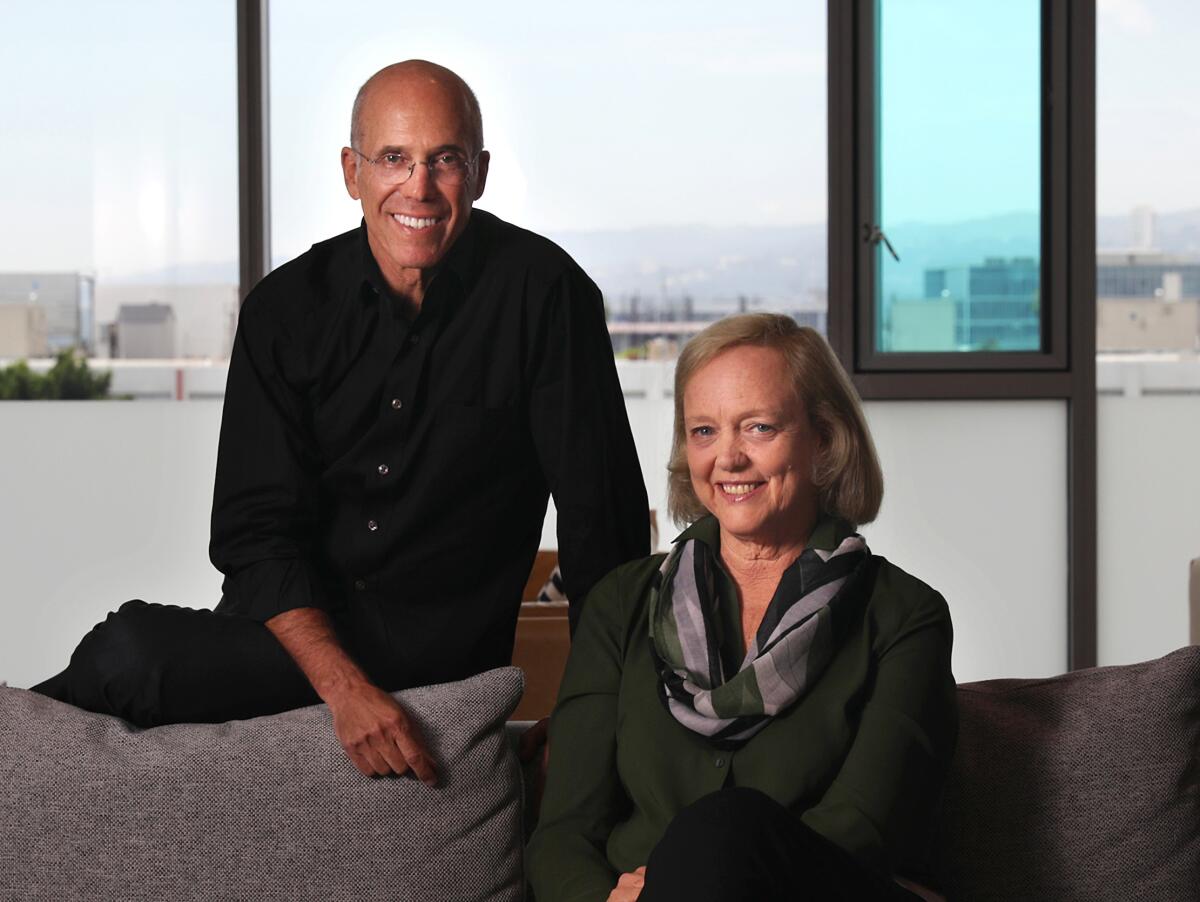 Jeffrey Katzenberg, left, and Meg Whitman of the streaming video start-up Quibi