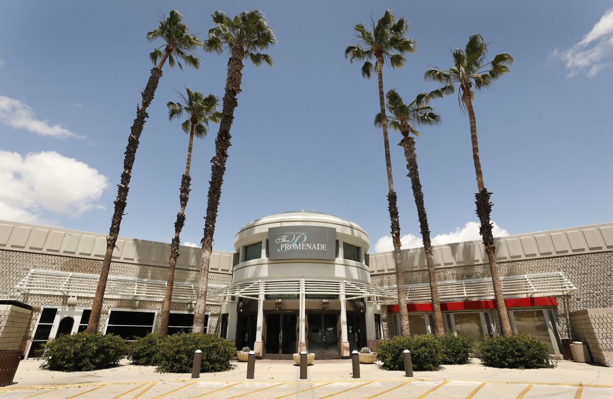 The mostly empty Promenade mall in Woodland Hills might have been the site of a minor-league ballpark for the Dodgers -- until the Angels said no.