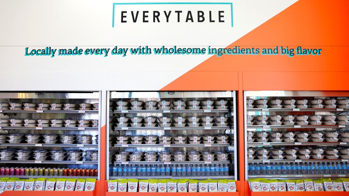 A selection of grab-and-go food is seen at Everytable in South Los Angeles.
