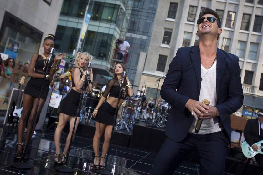Singer Robin Thicke performs on NBC's "Today" show in midtown New York.