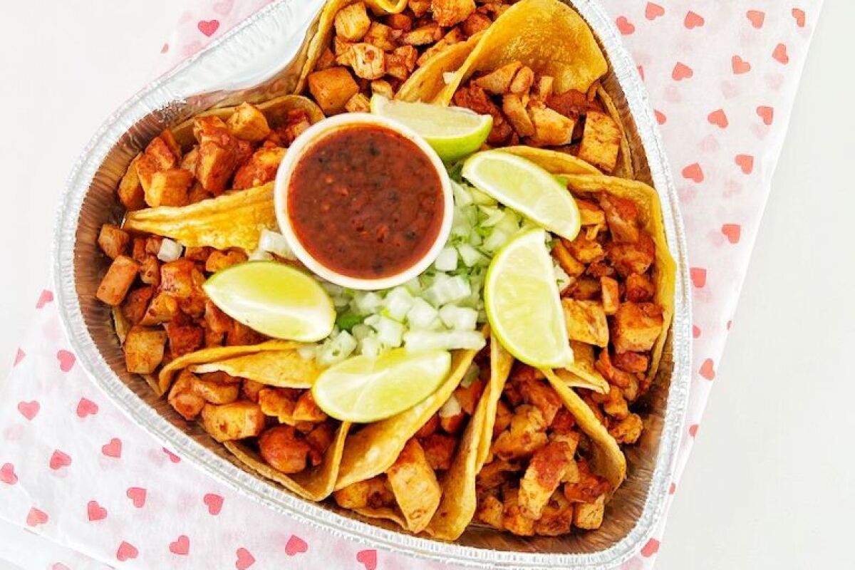 A heart-shaped box of tacos