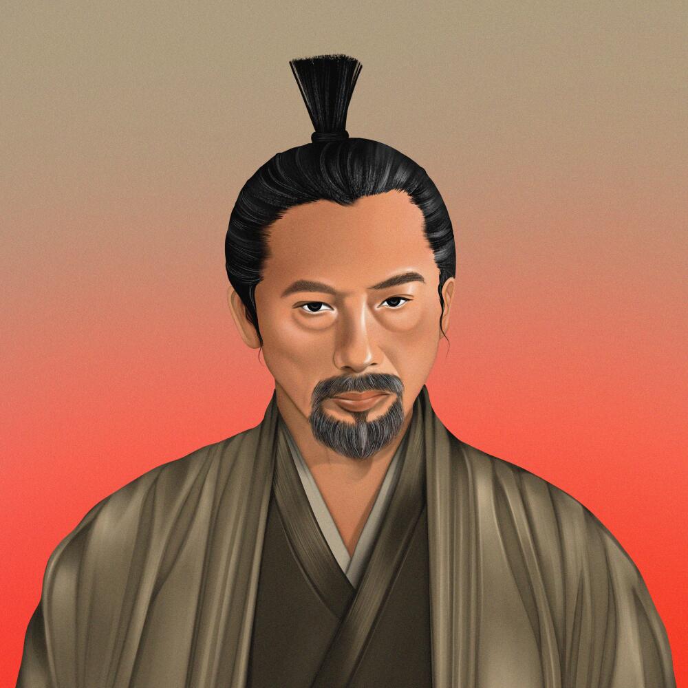 An illustration of Hiroyuki Sanada as he appears in “Shōgun.”