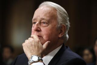 FILE - Brian Mulroney, the former prime minister of Canada, listens during a Senate Foreign Relations Committee hearing on the Canada-U.S.-Mexico relationship, Tuesday, Jan. 30, 2018, on Capitol Hill in Washington. Politicians, dignataries and celebrities joined members of the public at a state funeral to honor Brian Mulroney, one of Canada’s most consequential prime ministers who in the 1980s solidified trade ties with the U.S. and spoke out against South Africa’s apartheid. Mulroney died Feb. 29 at age 84 (AP Photo/Jacquelyn Martin, File)
