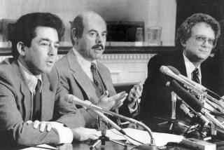 March 8, 1984: California Democratic Congressmen from left Mel Levine, Henry Waxman and Howard Berman hold a press conference in support of Sen. Gary Hart for the Democratic Presidential Nomination.