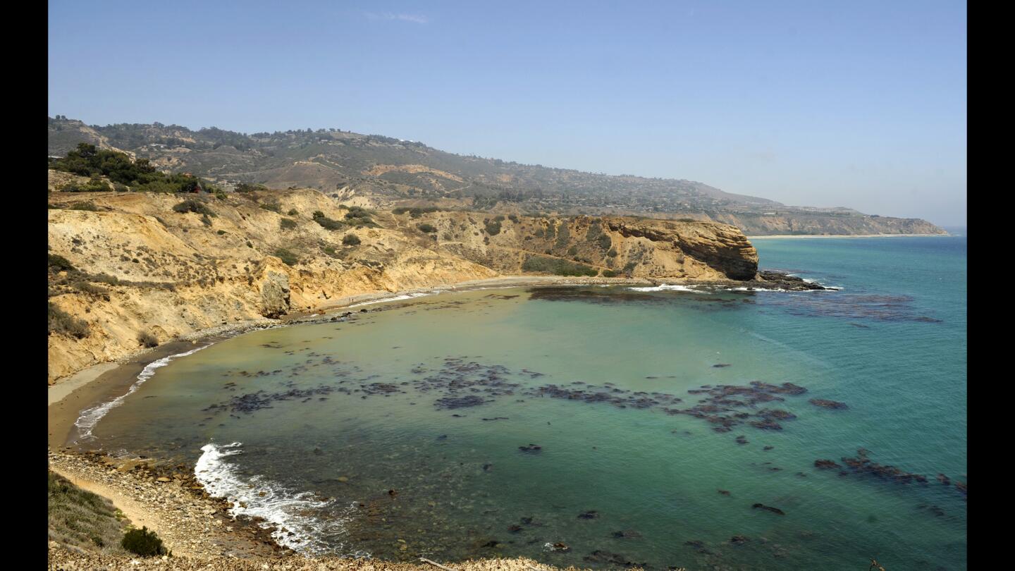 A view from the Portuguese Point Loop Trail looking down at Sacred Cove on the Palos Verdes Peninsula.