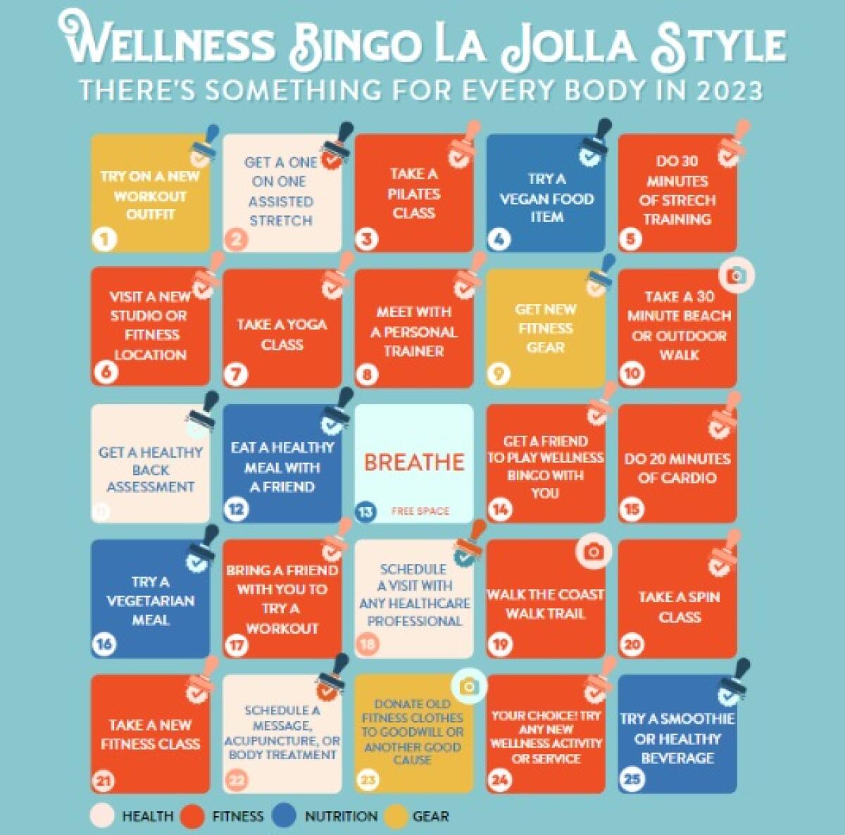 The La Jolla Village Merchants Association's wellness bingo game is running through Jan. 31.