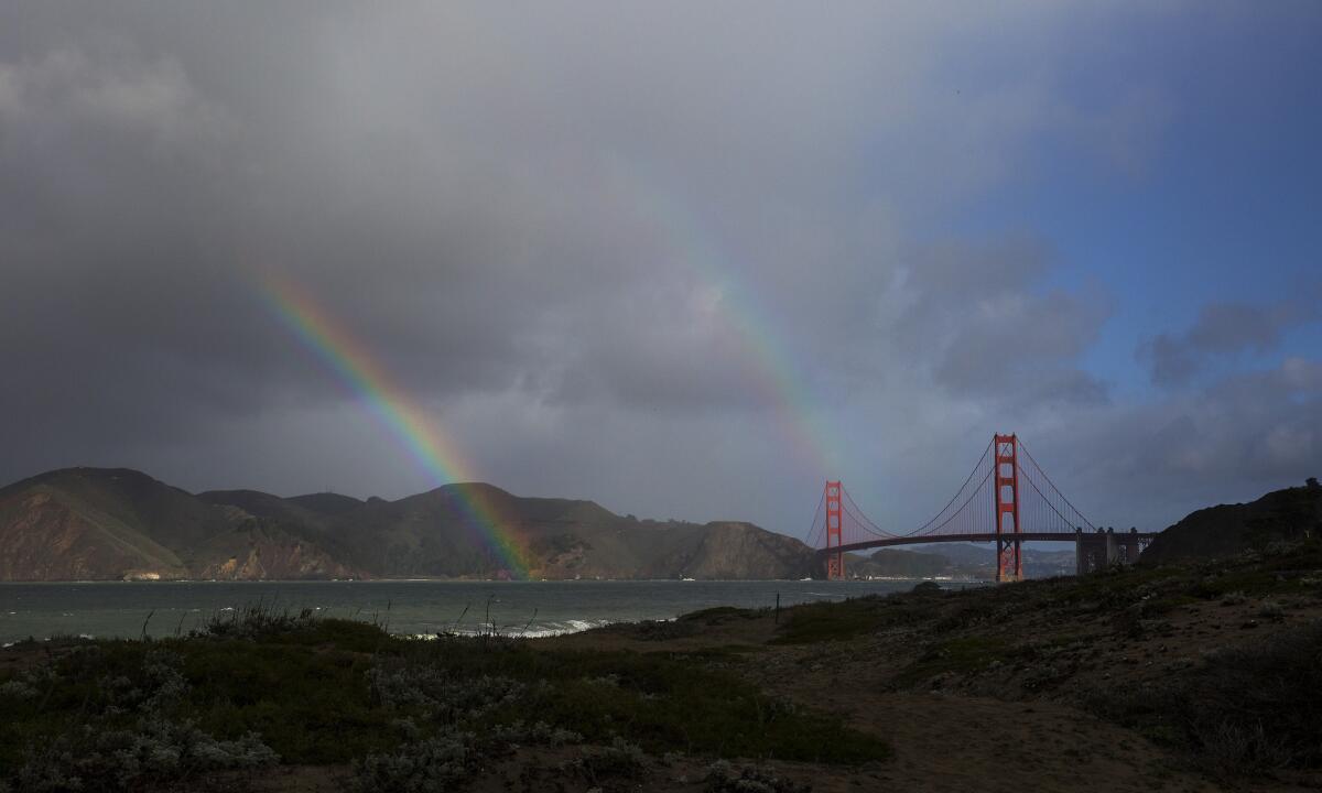 Rainbows in the sky at Baker Beach at the Golden Gate National Recreation Area on Jan. 23.