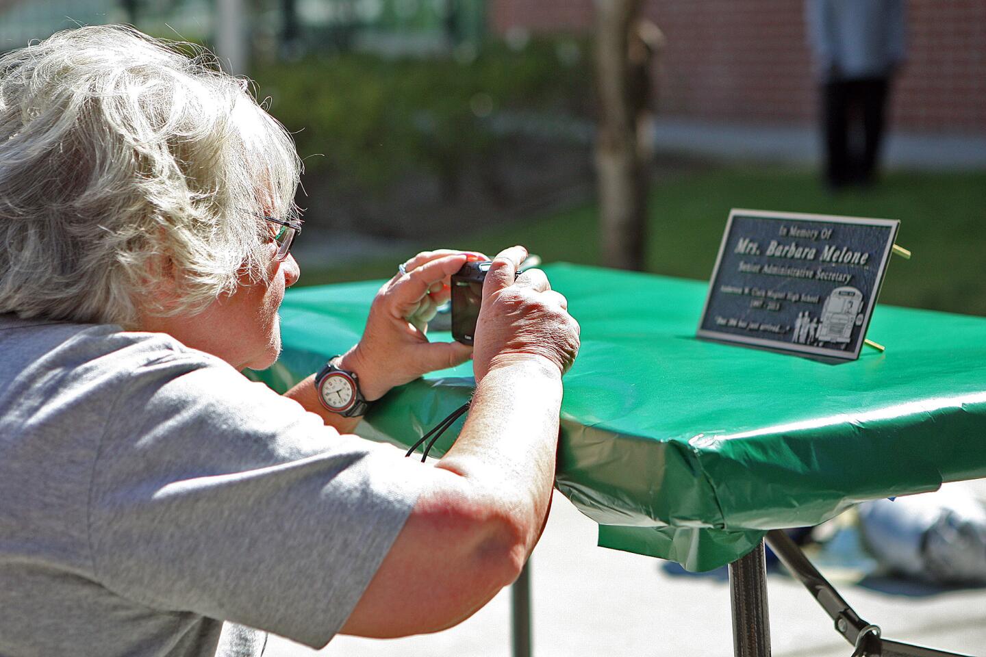 Photo Gallery: Bench dedication at Clark Magnet for Barbara Melone