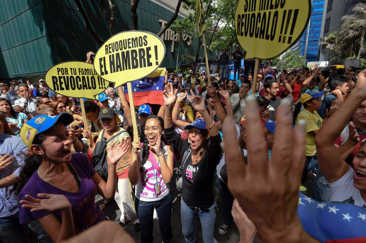 Opponents to the government of Venezuelan President Nicolas Maduro protested in Caracas on May 25, 2016.