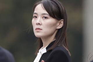 FILE - Kim Yo Jong, the powerful sister of North Korean leader Kim Jong Un, attends a wreath-laying ceremony at Ho Chi Minh Mausoleum in Hanoi, Vietnam, March 2, 2019. (Jorge Silva/Pool Photo via AP, File)