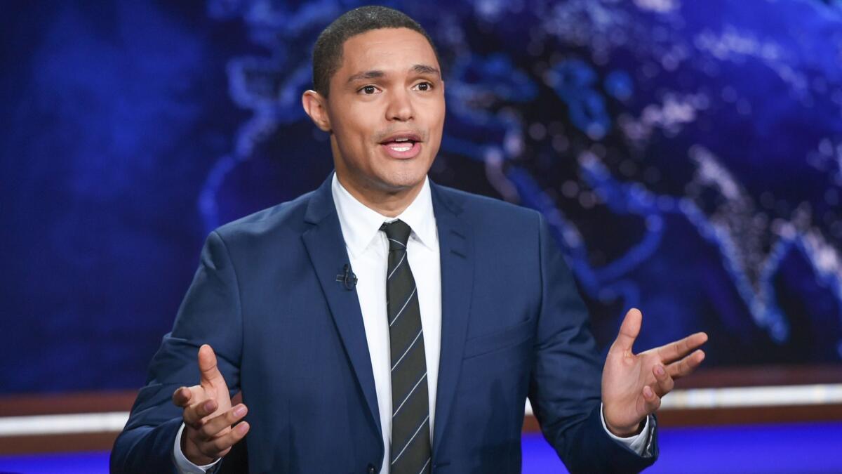 Trevor Noah appears during a taping of "The Daily Show with Trevor Noah" in New York on Sept. 29, 2015.