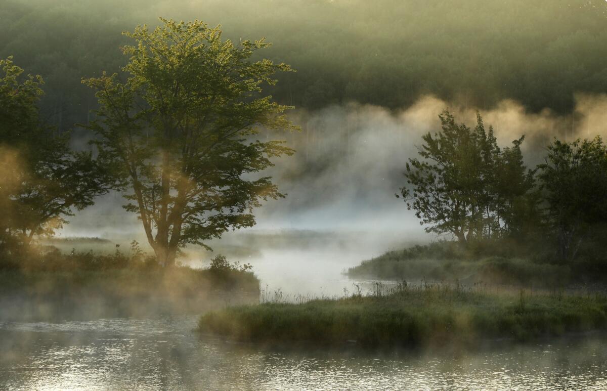 Fog rises from the Penobscot River's East Branch in the Katahdin Woods and Waters National Monument near Patten, Maine. (Robert F. Bukaty / Associated Press)