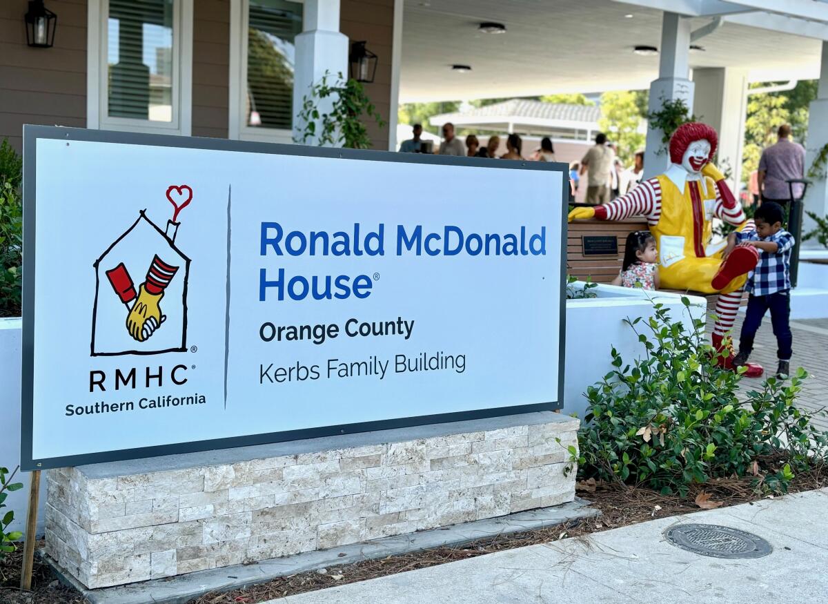 Children play outside Ronald McDonald House Orange County.