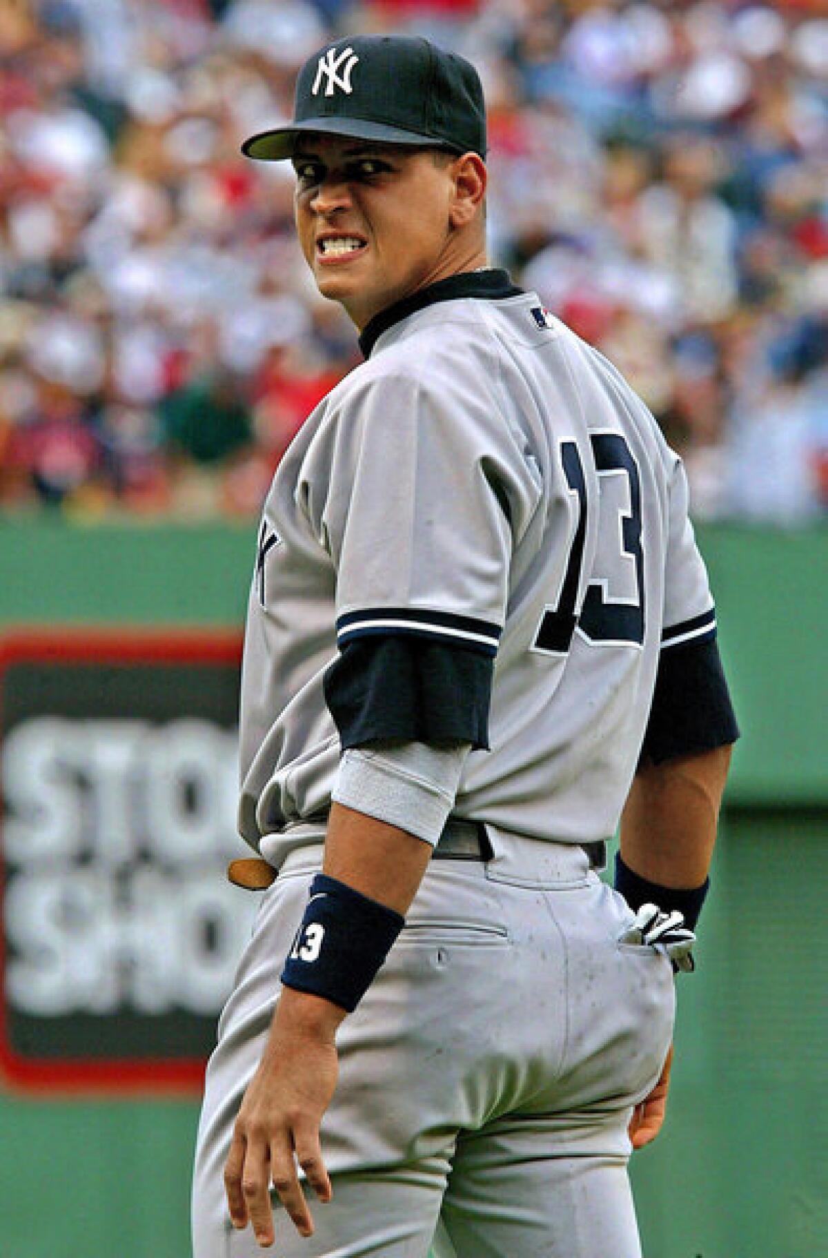 Alex Rodriguez plays with the Yankees during a game at Fenway Park in Boston.