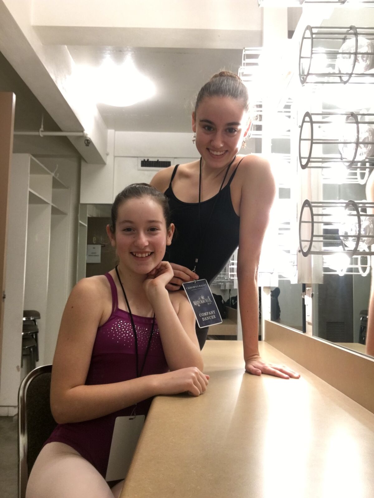 Cousins Neta Sanchez and Haley Parsons backstage at the Civic Theater.