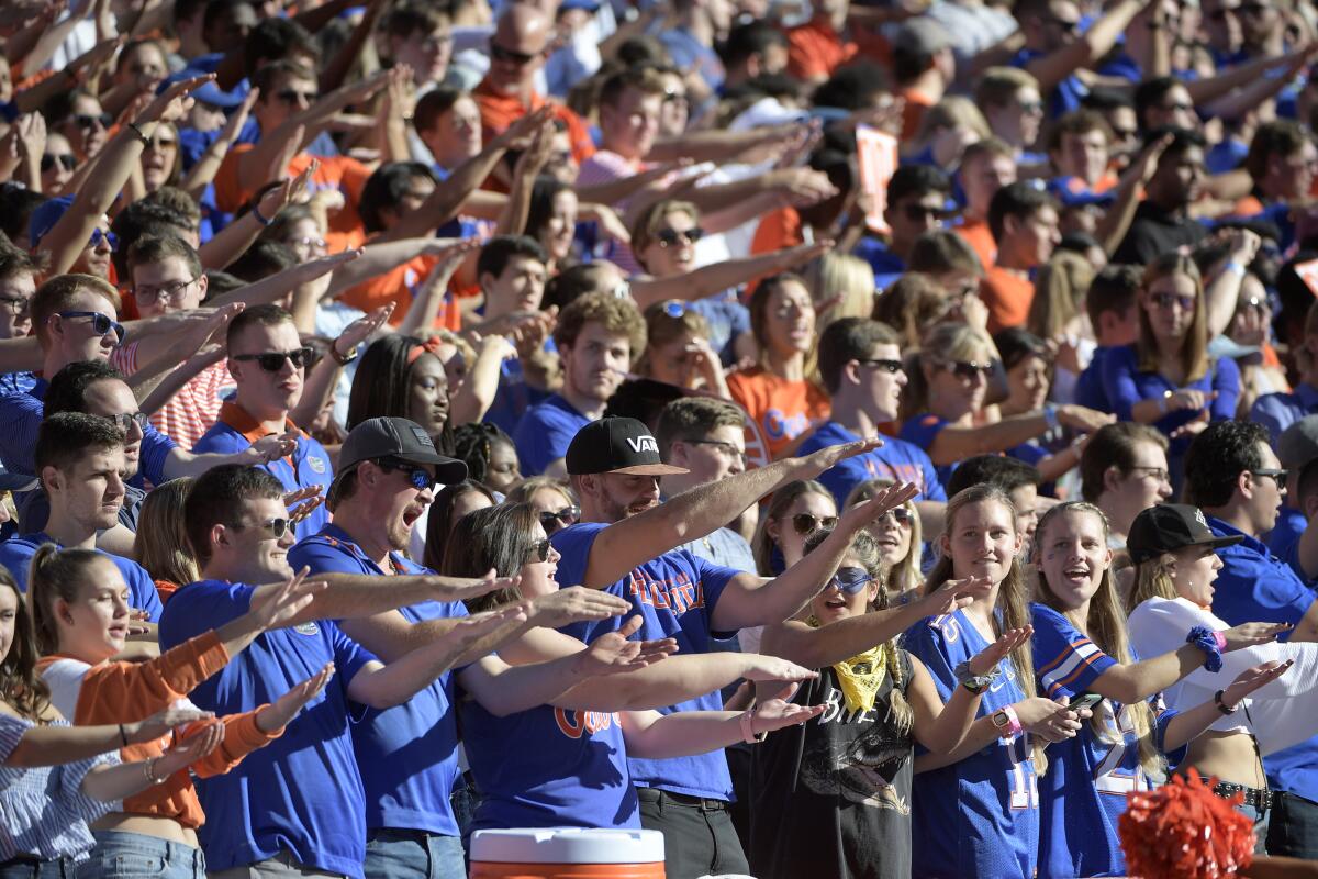 Florida fans cheer in the stands during the first half against Missouri on Nov. 3, 2018, in Gainesville, Fla.