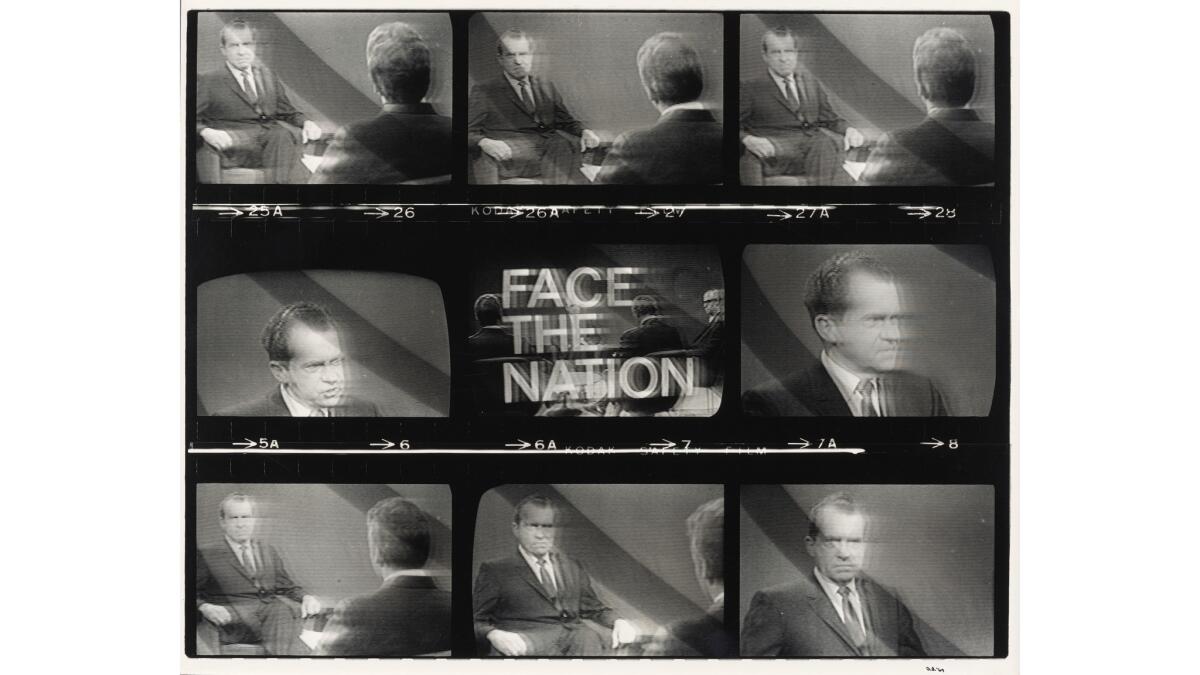 An untitled work from 1968-69 from Donald R. Blumberg's "Television Mosaics" series, on view at the Getty Center.