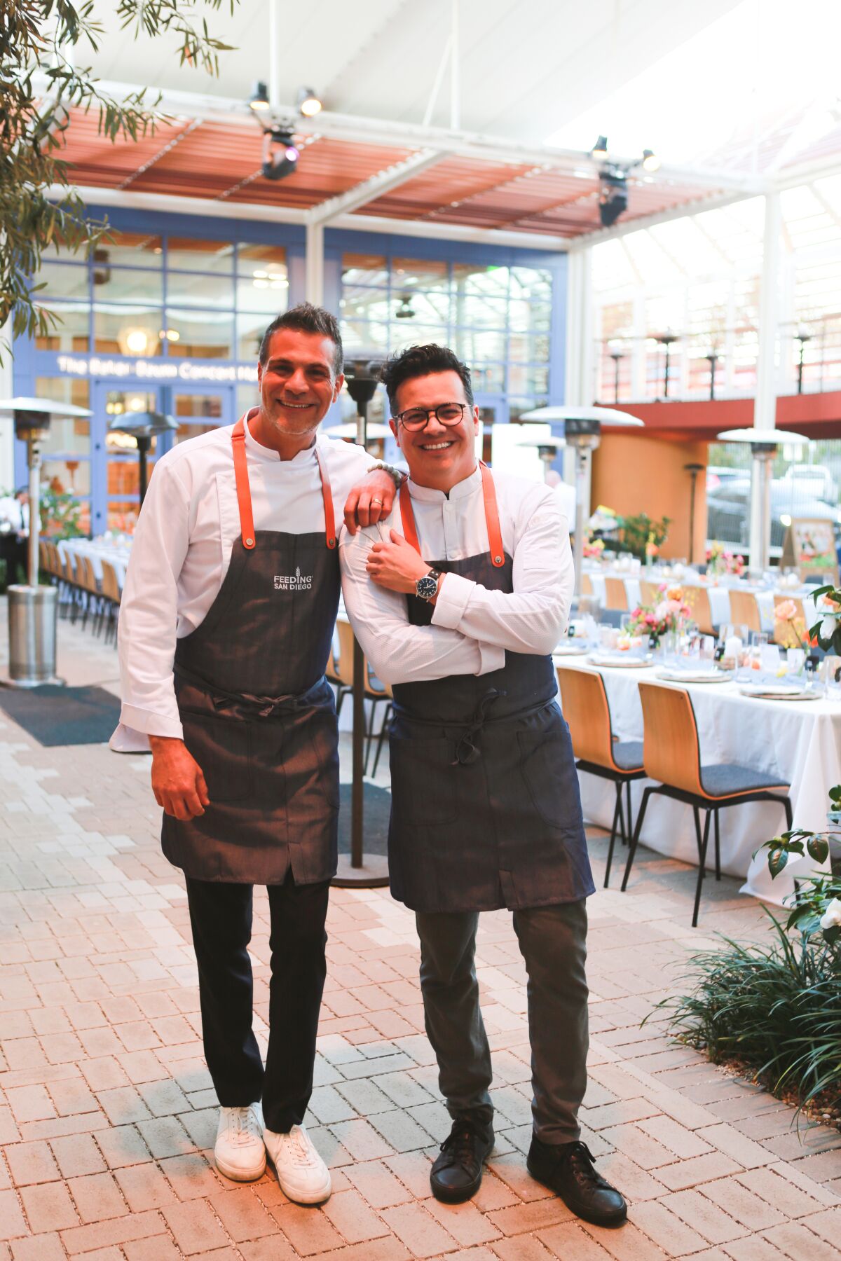 Chefs Angelo Sosa and Ruffo Ibarra at Feeding San Diego's Pairings with a Purpose dinner.
