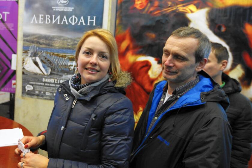 People line up to buy tickets for “Leviathan” at the Rolan movie theater in Moscow. The film tells the chillingly Job-like story of a common man and his family crushed by a corrupt government.