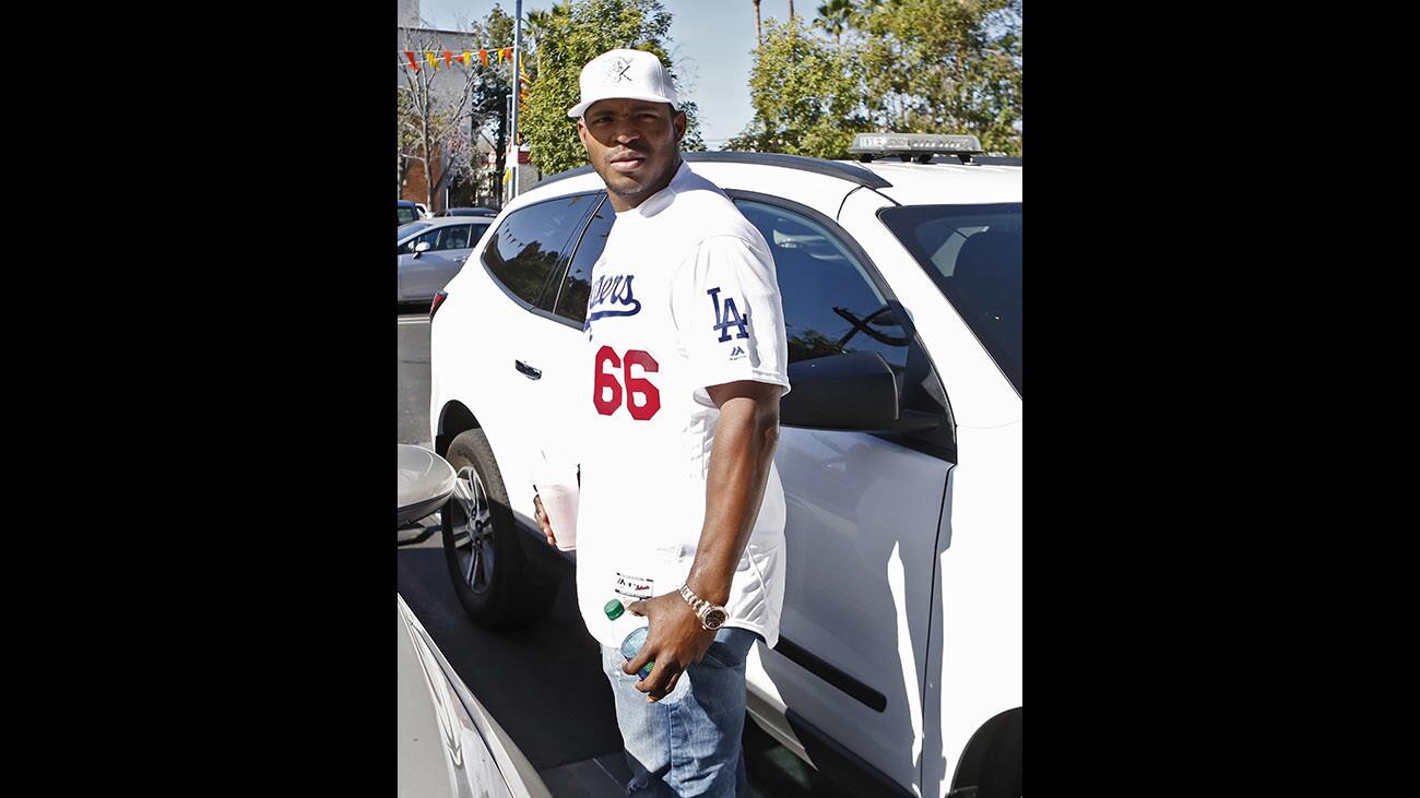 Photo Gallery: L.A. Dodgers Yasiel Puig visits McDonald's on Colorado Blvd. in Glendale