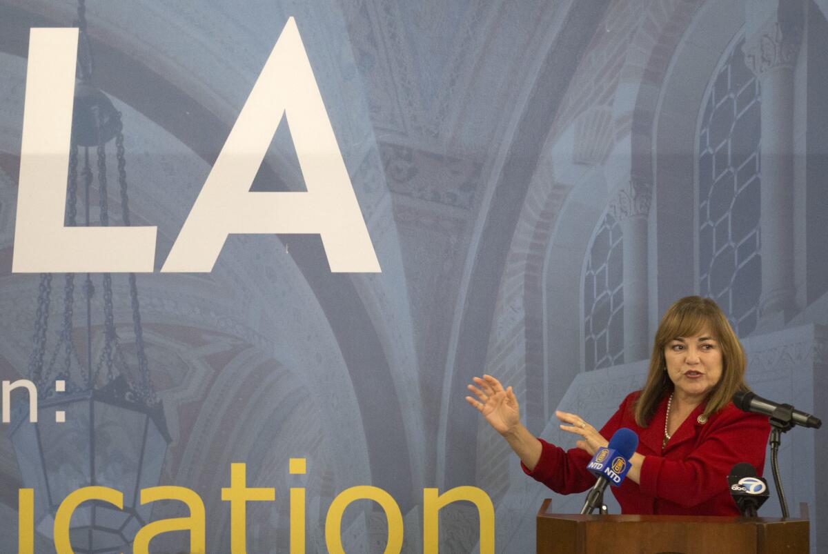 Senate candidate Loretta Sanchez speaks at a UCLA luncheon with students, alumni and faculty on campus last week.