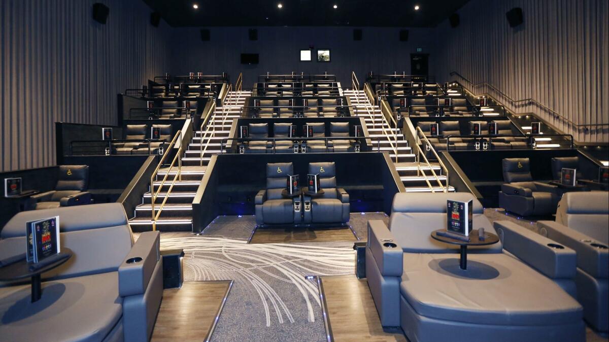 The Theatre Box, a 73,000 square-foot building housing luxury movie theaters, dinning and entertainment on 5th Ave. in the Gaslamp Quarter opened this week. One of their theaters is shown here on Tuesday, Dec. 11, 2018. (Photo by K.C. Alfred/San Diego Union-Tribune)