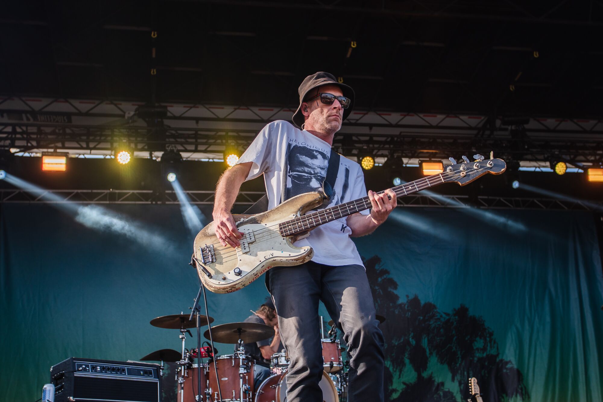 Bassist Matt Maust of Cold War Kids performs at the Ohana Festival on September 25, 2021 in Dana Point, California.