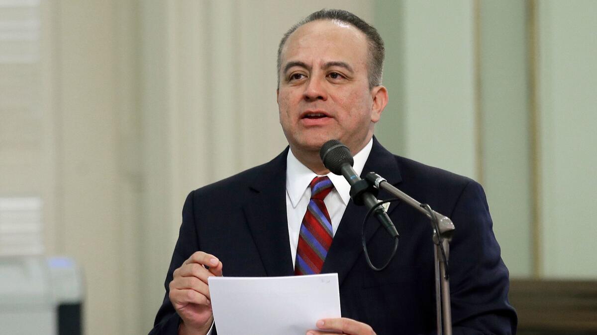 Assemblyman Raul Bocanegra, D-Los Angeles, speaks at the Capitol in Sacramento, Calif. on May 4.