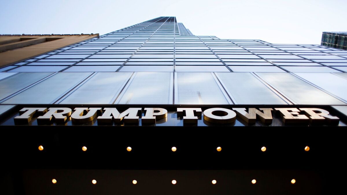 A view of Trump Tower in New York, where President Donald J. Trump has a home and the main office of his company.