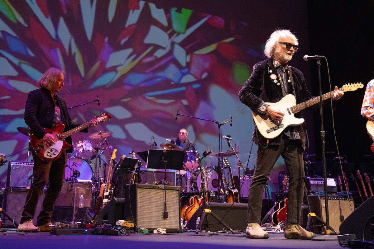 Peter Buck (left) and Scott McCaughey at Alex Theatre on May 19, 2023 in Glendale, California.