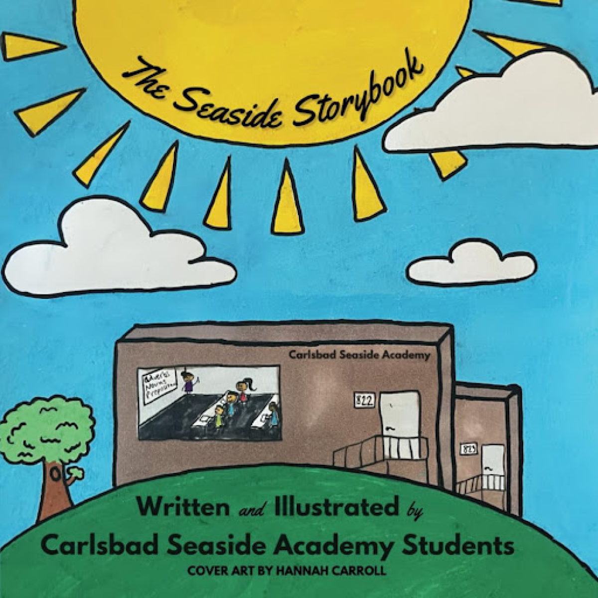 Cover of "The Seaside Storybook," a book written and illustrated by students of Carlsbad Seaside Academy.