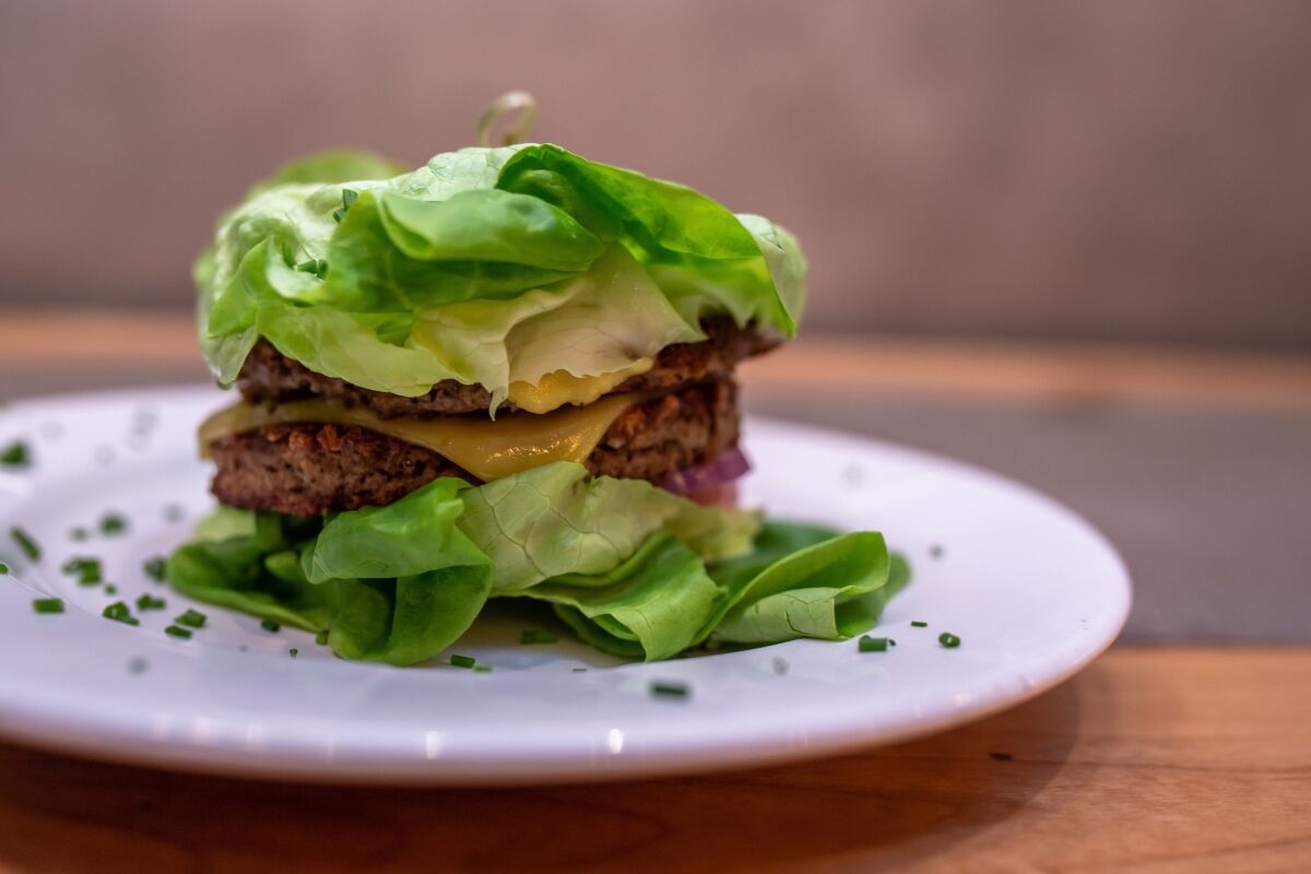 You can get this WhipHand vegan burger served on lettuce or on a vegan bun.