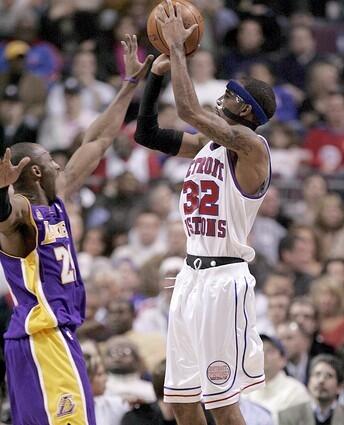 Los Angeles Lakers against the Detroit Pistons in Michigan