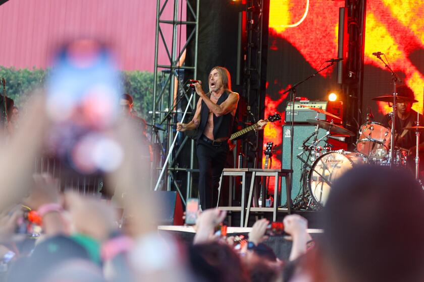 Los Angeles, CA - June 08: Iggy Pop sings at No Values Music Festival in Los Angeles, CA. (Zoe Cranfill / Los Angeles Times)