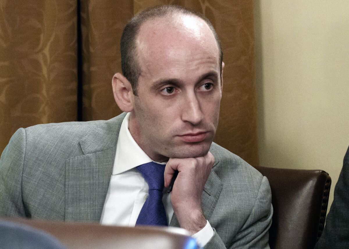 FILE - White House senior adviser Stephen Miller listens as President Donald Trump speaks during a cabinet meeting at the White House in Washington, June 21, 2018. Miller, who served as a top aide to President Donald Trump, will appear Thursday before the congressional committee investigating the Jan. 6 insurrection. That's according to a person familiar with the matter. Miller was a senior advisor for policy during the Trump administration and a central figure in many of Trump’s policy decisions. (AP Photo/Evan Vucci, File)