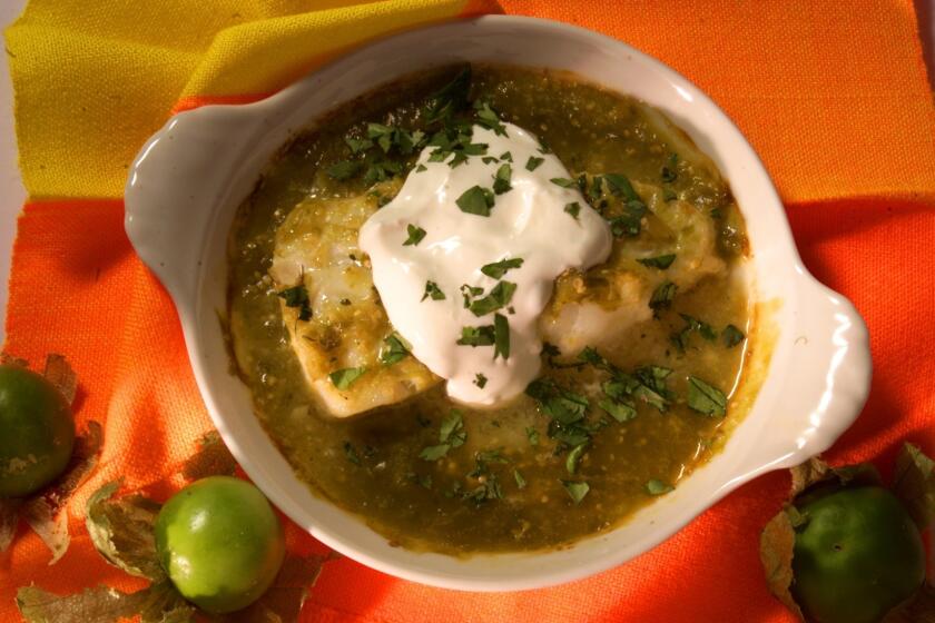 Recipe: Baked Chilean sea bass with tomatillo sauce